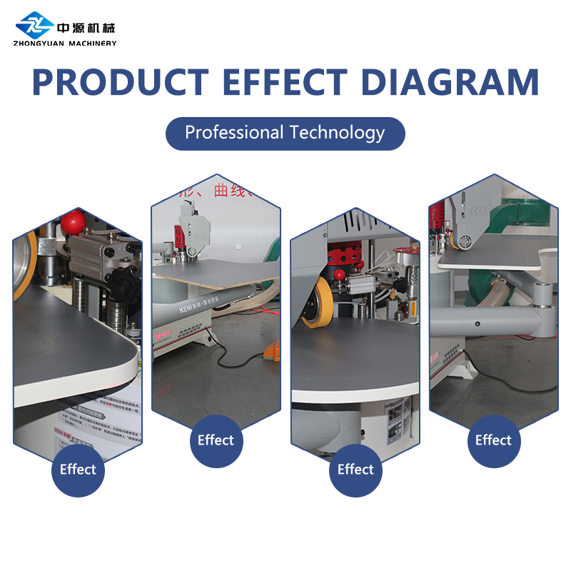 Máquina todo en uno de corte y bandas de bordes curvos totalmente automática de doble brazo para fabricación de muebles